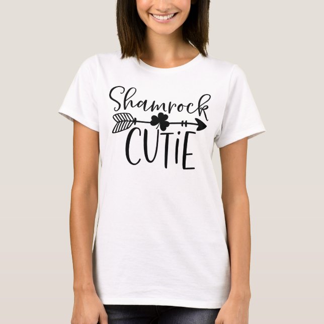 shamrock cutie St Patricks day gift funny women T-Shirt (Front)