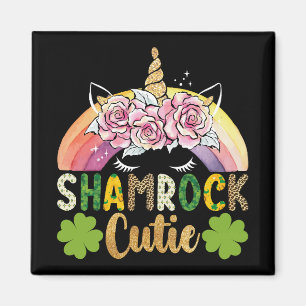Shamrock Cutie Unicorn Rainbow St Patricks Day Magnet