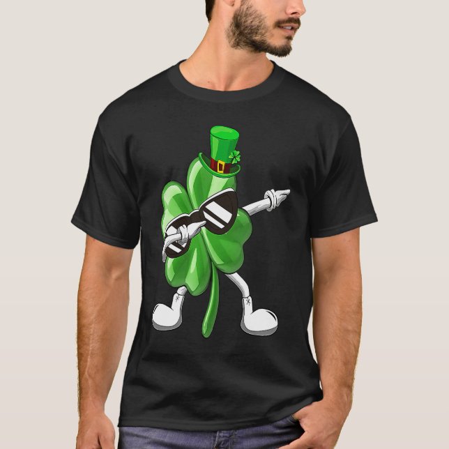 Shamrock Dabbing For Boys Kids Adult St Patrick's  T-Shirt (Front)
