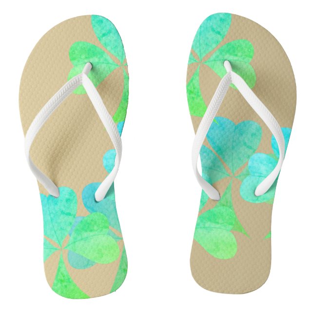 Shamrock Delight Gold Colour Flip Flops (Footbed)