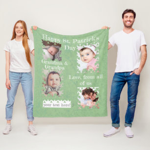 Shamrock Delightful Photo Frames Fleece Blanket