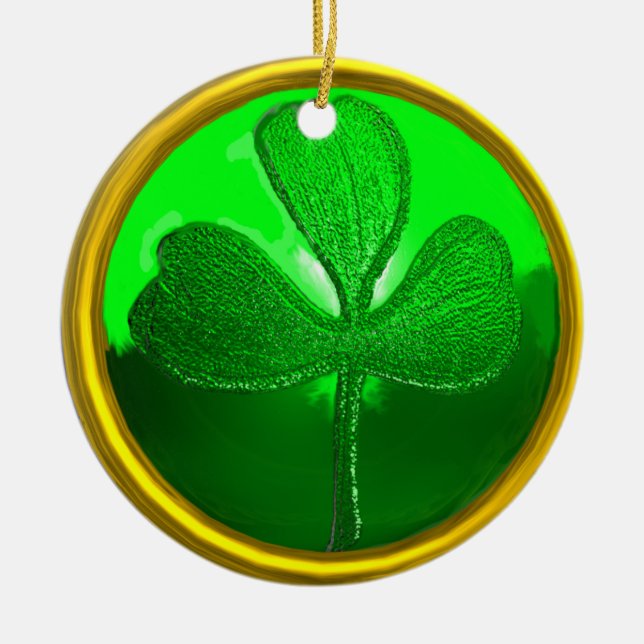 Shamrock detail from SAINT PATRICK'S CELTIC HEART Ceramic Tree Decoration (Front)