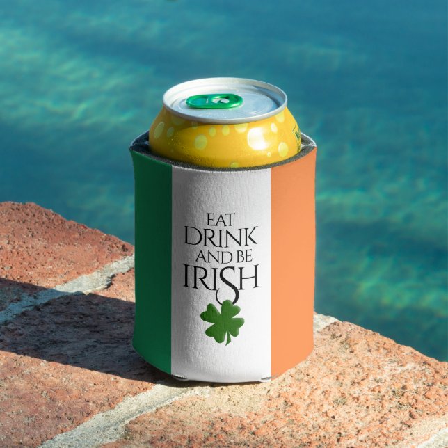 Shamrock Eat Drink and Be Irish Flag Can Cooler (In Situ Pool)