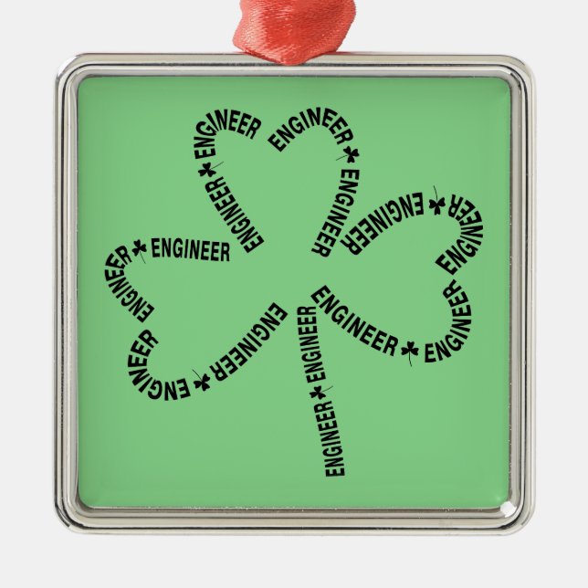 Shamrock Engineer Text Metal Tree Decoration (Front)