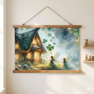 Shamrock Fairy Cottage Glow Hanging Tapestry