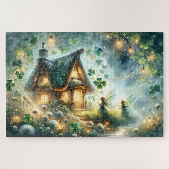 Shamrock Fairy Cottage Glow Jigsaw Puzzle (Horizontal)