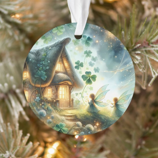 Shamrock Fairy Cottage Glow Ornament (Tree)