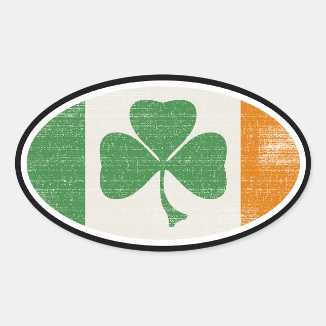 Shamrock flag oval sticker (Front)