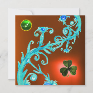 SHAMROCK FLORAL ST PATRICK'S DAY PARTY MONOGRAM INVITATION