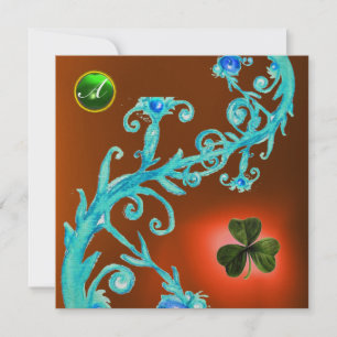 SHAMROCK FLORAL ST PATRICK'S DAY PARTY MONOGRAM INVITATION