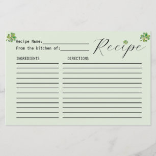 Shamrock Florals Recipe Card