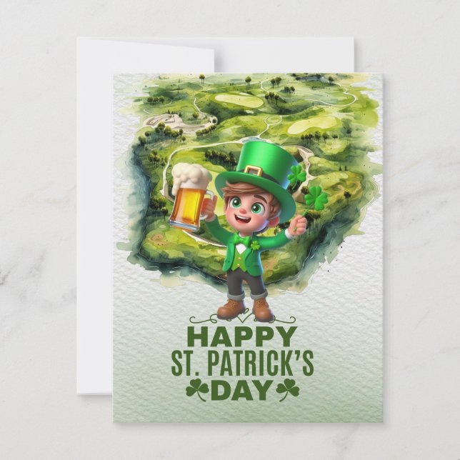 Shamrock for St. Patrick's Day for Golfer Holiday Card (Front)