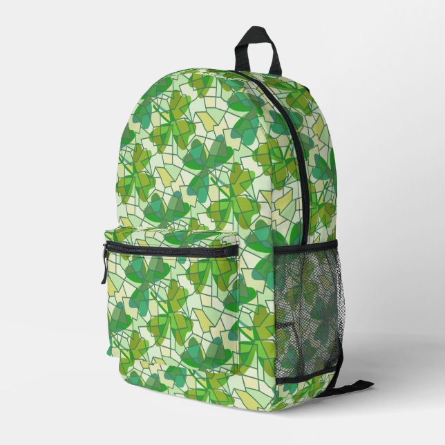 Shamrock Fragments Printed Backpack (Back Corner Right)
