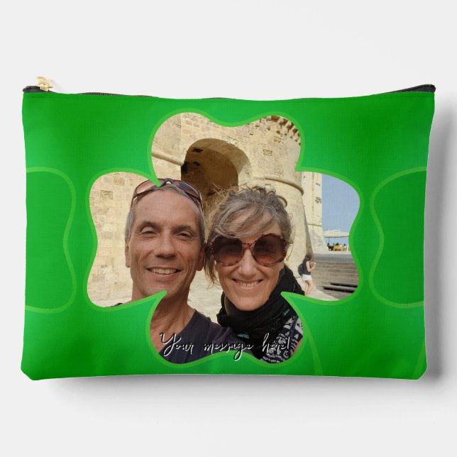 Shamrock Frame + Photo & Text Accessory Pouch (Front)