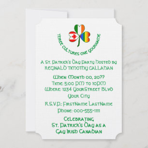 Shamrock Gay Irish Canadian Flag Personalise Text Invitation