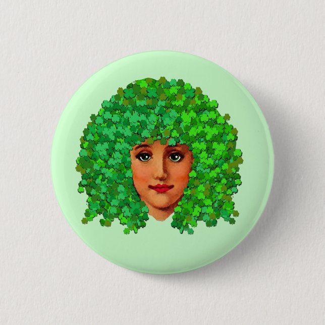 Shamrock Girl 6 Cm Round Badge (Front)