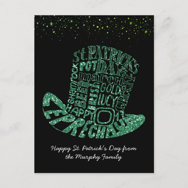 Shamrock Glitter Leprechaun | St. Patrick's Day Postcard (Front)