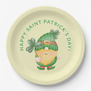 Shamrock Gnome Happy Saint Patrick's Day Paper Plate