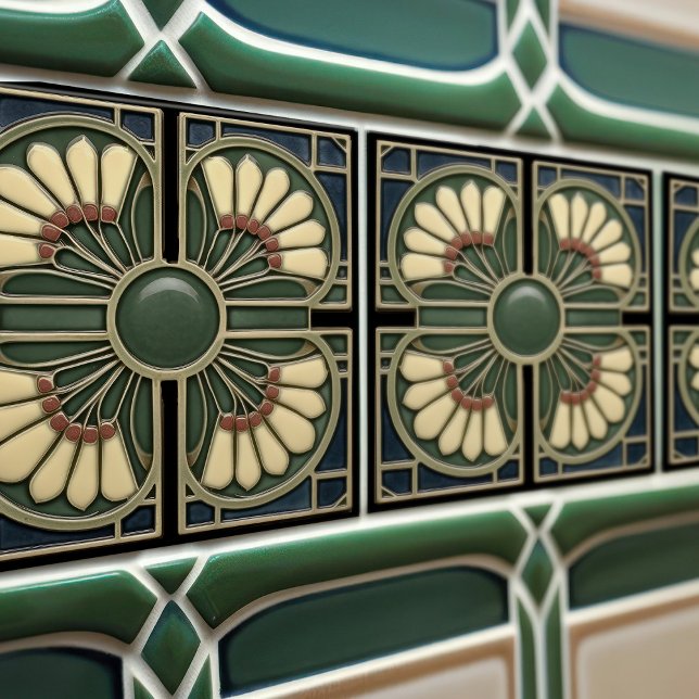 Shamrock Green Abstract Mid-Century Style Tile (Creator Uploaded)