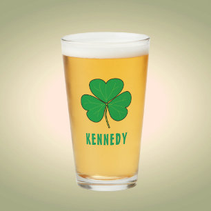 Shamrock Green Clover Ireland Celtic Irish Name Glass