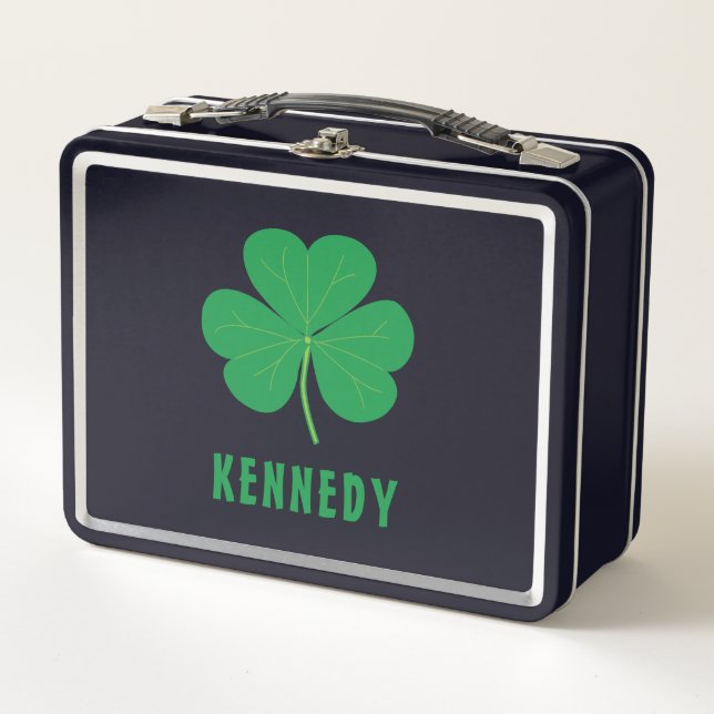 Shamrock Green Clover Ireland Celtic Irish Name Metal Lunch Box (Front)