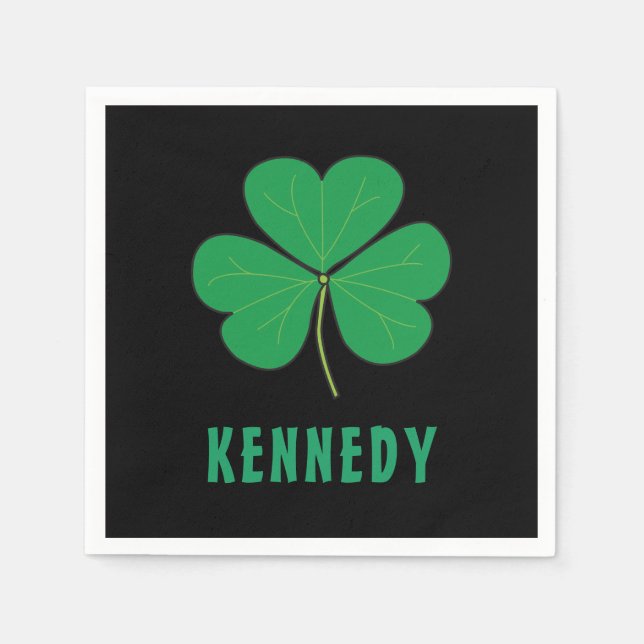 Shamrock Green Clover Ireland Celtic Irish Name Napkin (Front)