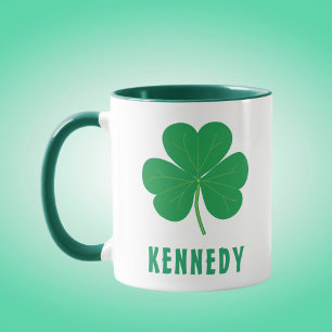 Shamrock Green Clover Ireland Irish Custom Name Mug