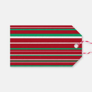Shamrock Green, Dark Red, White Stripe Christmas Gift Tags