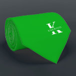 Shamrock Green Elegant Monogram   Name Tie<br><div class="desc">An elegant two-sided necktie featuring a bold white monogram across a Festive Shamrock Green background. On top of this monogram sits your first or last name spelled out in all capitals. If you prefer a bolder look for the personal name inside of the large letter you can do the following:...</div>