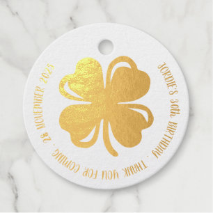 Shamrock Green Four Leaf Clover Lucky Birthday Favour Tags