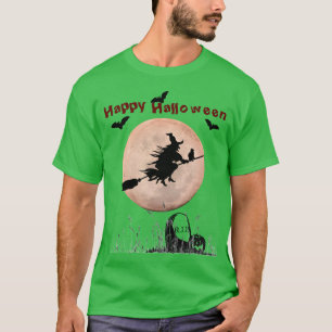 Shamrock Green Halloween Witch T-Shirt