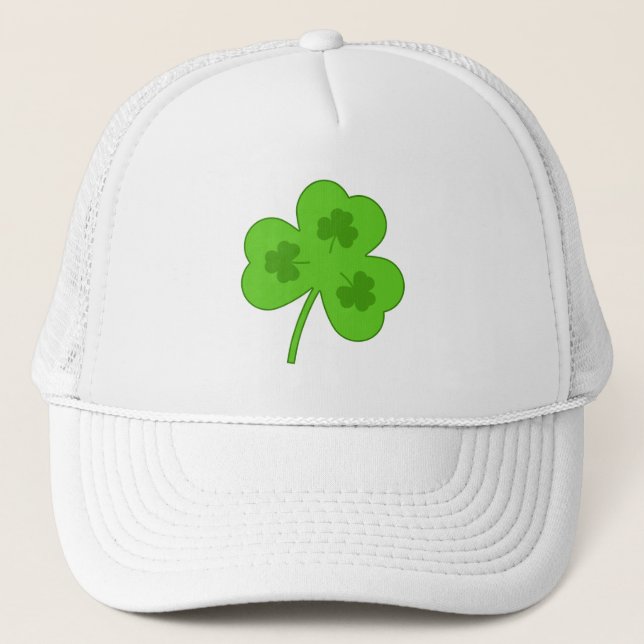 SHAMROCK GREEN LEAF ST PATRICK'S DAY  TRUCKER HAT (Front)
