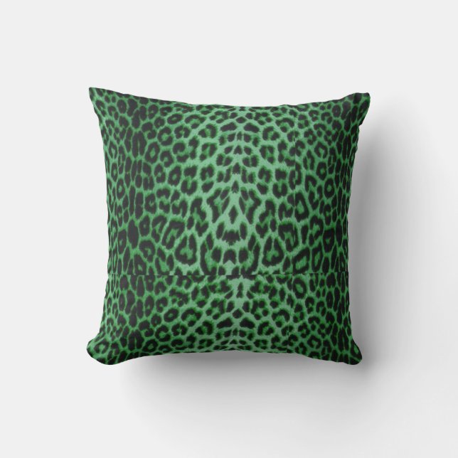 Shamrock Green Lucky Leopard Throw Pillows (Front)