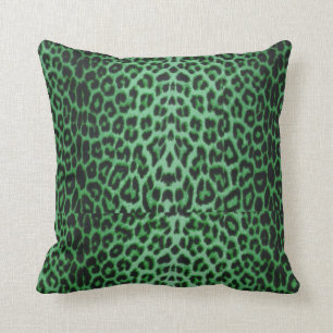 Shamrock Green Lucky Leopard Throw Pillows