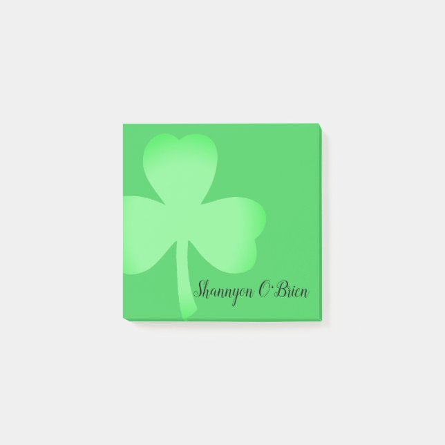 Shamrock Green Modern Script Monogrammed Name 3x3 Post-it Notes (Front)
