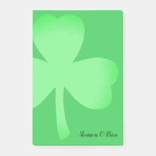 Shamrock Green Modern Script Monogrammed Name 4x6 Post-it Notes