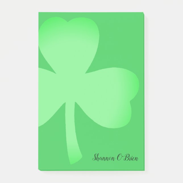 Shamrock Green Modern Script Monogrammed Name 4x6 Post-it Notes (Front)