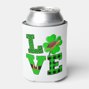 Shamrock Green Plaid Love Sea Turtle St Patrick'S Can Cooler