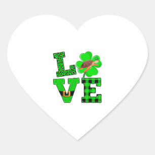 Shamrock Green Plaid Love Sea Turtle St Patrick'S Heart Sticker