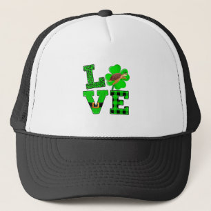 Shamrock Green Plaid Love Sea Turtle St Patrick'S Trucker Hat