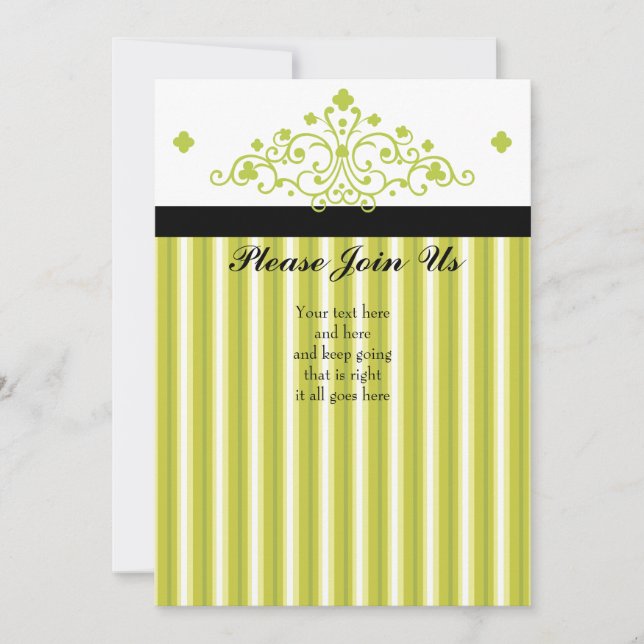 Shamrock Green Scrollwork FIligree Invitation (Front)