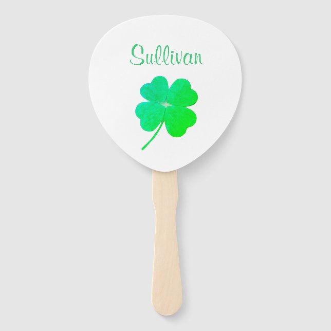 Shamrock Green St. Patricks Day Parade 4Erin Hand Fan (Back)