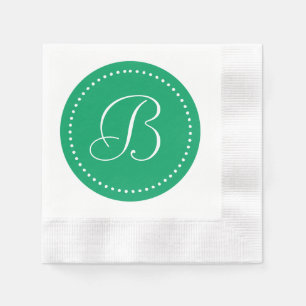 Shamrock Green/White Dot Monogram Napkin