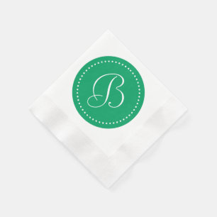 Shamrock Green/White Dot Monogram Napkin