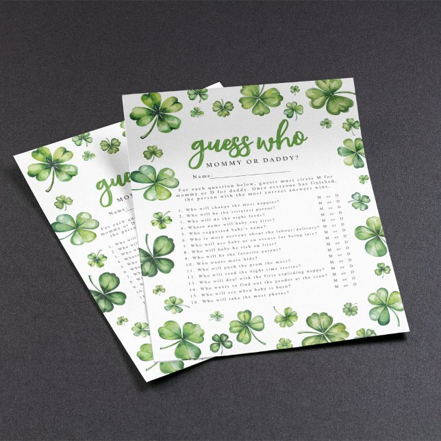 Shamrock 'Guess Who' Baby Shower Game Flyer (Creator Uploaded)
