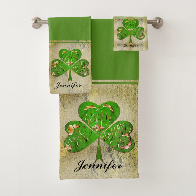 Shamrock "Happy St. Patrick's Bath Towel Set (Insitu)