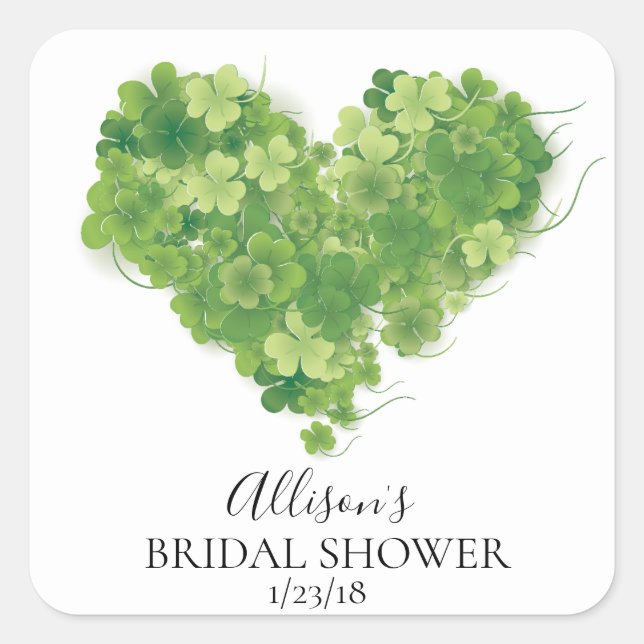 Shamrock heart Bridal Shower Envelope Seal (Front)