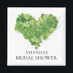Shamrock Heart Bridal Shower Favour  Magnet<br><div class="desc">Lucky in love Irish shamrock heart bridal shower favour market.. Matching items available in our shop.</div>