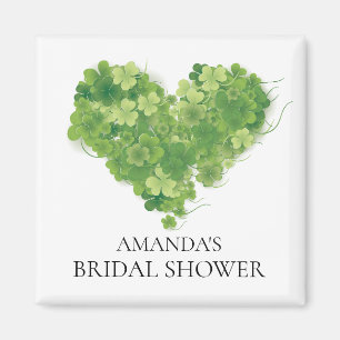 Shamrock Heart Bridal Shower Favour  Magnet