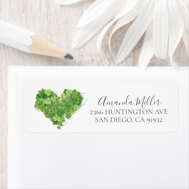 Shamrock Heart  Bridal Shower Return address (Insitu)
